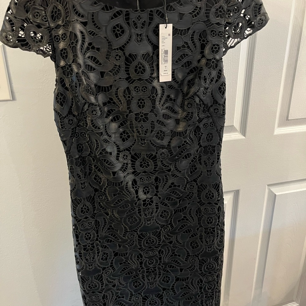 Alice + Olivia Black Lace Midi Dress
